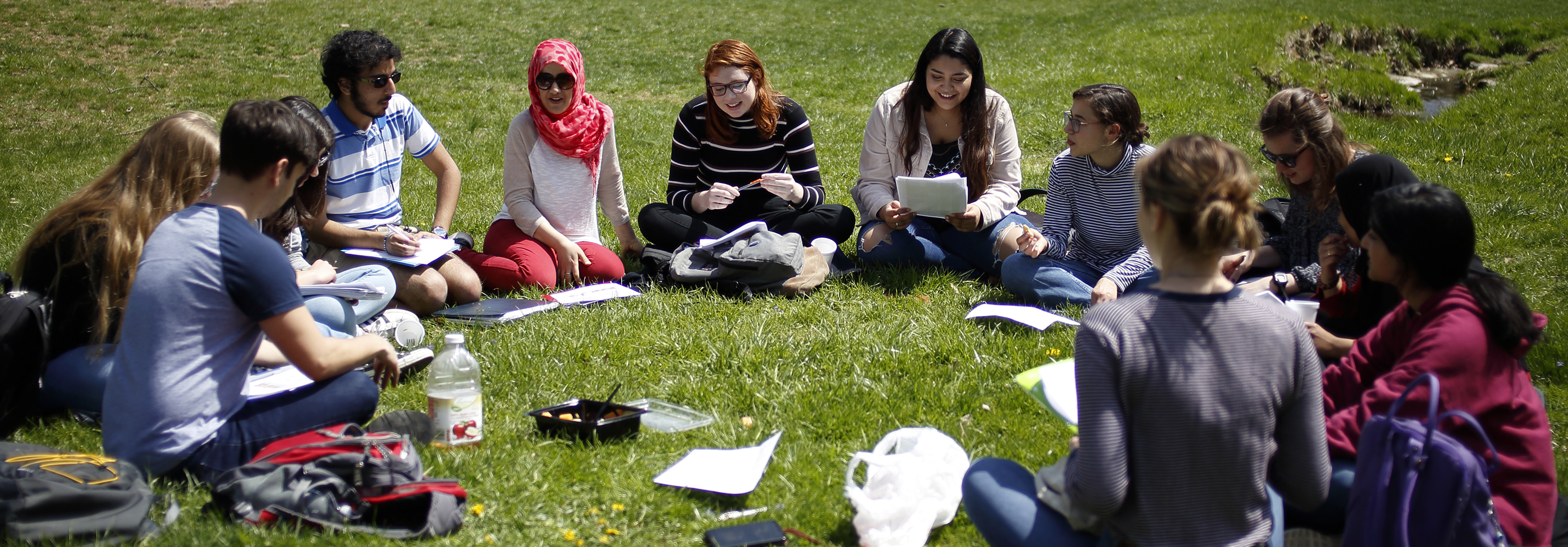 Students participate in an Arabic class, seated in front of Bryan House, taken on Wednesday, April 18, 2018.